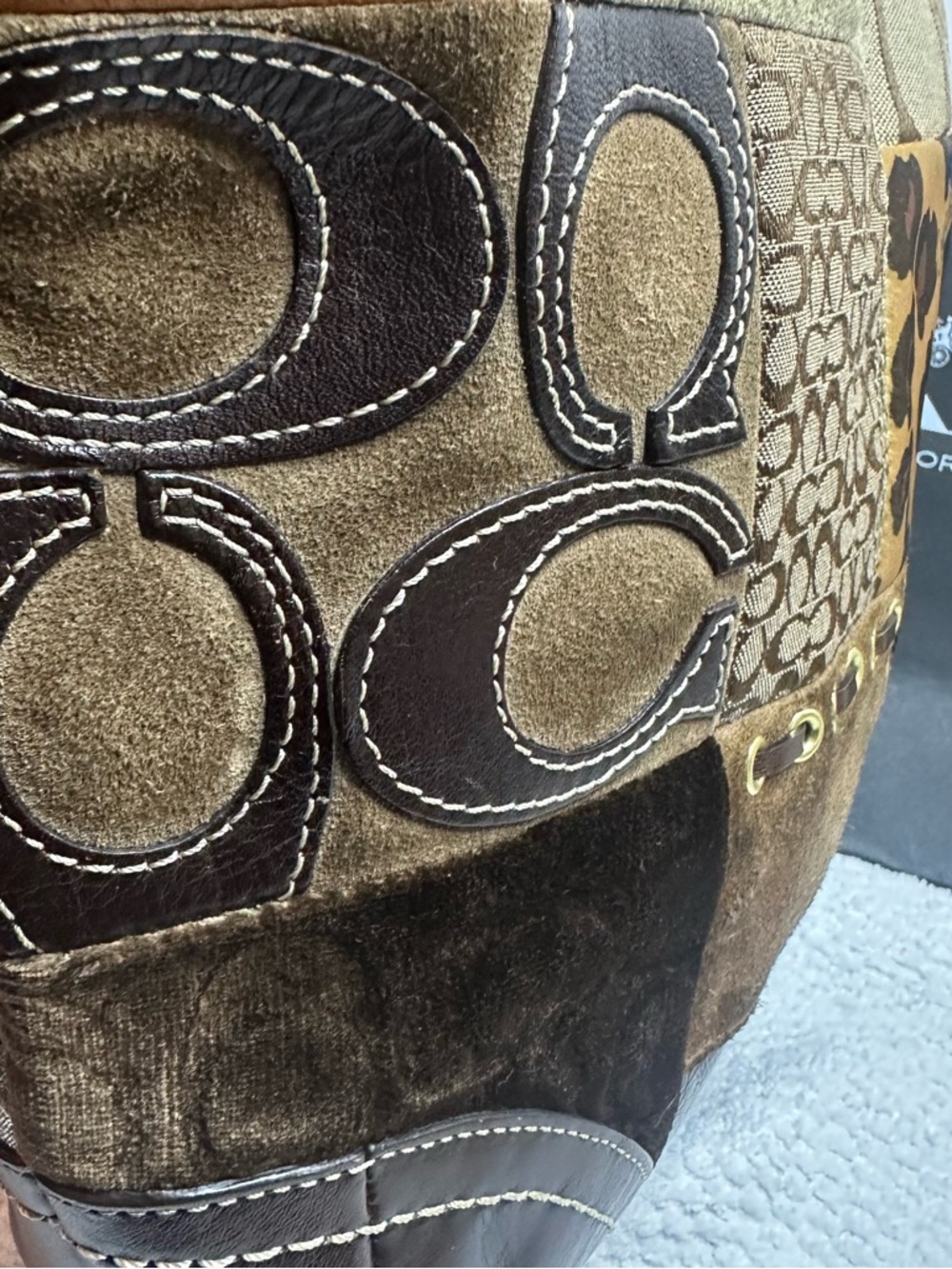 Coach 2008 Patchwork Leopard Accent Shoulder Bag in Brown, Tan, Gold - Picture 2 of 14